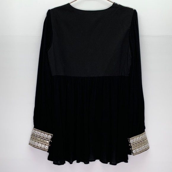 IXIAH Jacket or Shirt Size 4 Black Boho Embroidered Beaded False Impressions - Picture 9 of 10